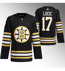 Men's Boston Bruins #17 Milan Lucic Black 100th Anniversary StitchedStitched Jersey