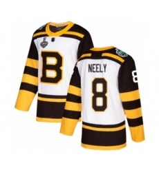 Men's Boston Bruins #8 Cam Neely Authentic White Winter Classic 2019 Stanley Cup Final Bound Hockey Jersey