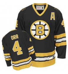 Men's CCM Boston Bruins #4 Bobby Orr Premier Black/Gold Throwback NHL Jersey