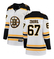 Women's Boston Bruins #67 Jakub Zboril Authentic White Away Fanatics Branded Breakaway NHL Jersey