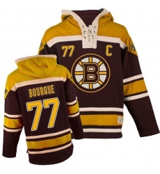 Men's Old Time Hockey Boston Bruins #77 Ray Bourque Premier Black Sawyer Hooded Sweatshirt NHL Jersey