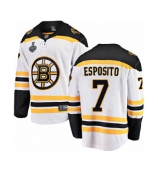 Men's Boston Bruins #7 Phil Esposito Authentic White Away Fanatics Branded Breakaway 2019 Stanley Cup Final Bound Hockey Jersey