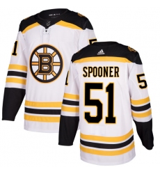 Men's Adidas Boston Bruins #51 Ryan Spooner Authentic White Away NHL Jersey