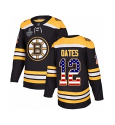Men's Boston Bruins #12 Adam Oates Authentic Black USA Flag Fashion 2019 Stanley Cup Final Bound Hockey Jersey