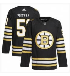 Men's Boston Bruins #51 Matthew Poitras Black 100th Anniversary Stitched Jersey