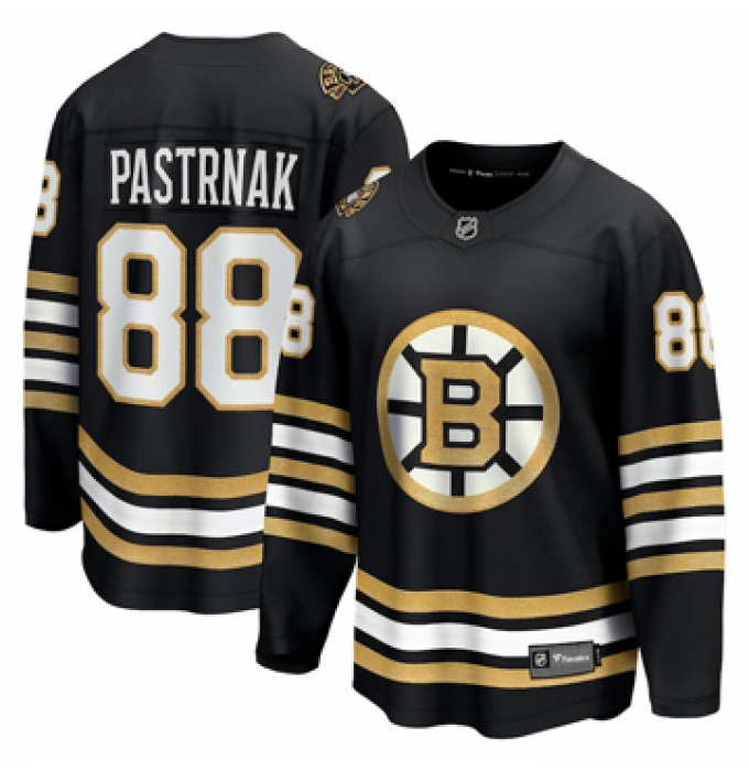 Men's Boston Bruins #88 David Pastrnak Fanatics Branded Black 100th Anniversary Premier Breakaway Player Jersey