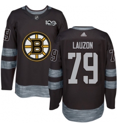 Men's Adidas Boston Bruins #79 Jeremy Lauzon Premier Black 1917-2017 100th Anniversary NHL Jersey