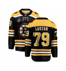 Men's Boston Bruins #79 Jeremy Lauzon Authentic Black Home Fanatics Branded Breakaway 2019 Stanley Cup Final Bound Hockey Jersey