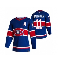 Men's Montreal Canadiens #11 Brendan Gallagher Blue 2020-21 Reverse Retro Alternate Hockey Jersey