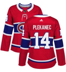 Women's Adidas Montreal Canadiens #14 Tomas Plekanec Authentic Red Home NHL Jersey