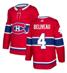 Youth Adidas Montreal Canadiens #4 Jean Beliveau Authentic Red Home NHL Jersey