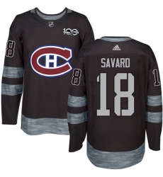 Men's Adidas Montreal Canadiens #18 Serge Savard Premier Black 1917-2017 100th Anniversary NHL Jersey