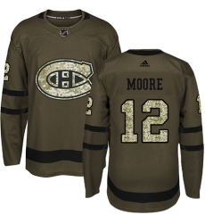 Men's Adidas Montreal Canadiens #12 Dickie Moore Premier Green Salute to Service NHL Jersey