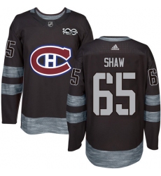 Men's Adidas Montreal Canadiens #65 Andrew Shaw Authentic Black 1917-2017 100th Anniversary NHL Jersey