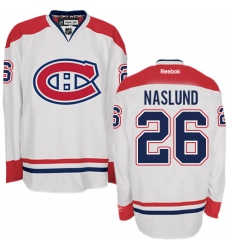 Men's Reebok Montreal Canadiens #26 Mats Naslund Authentic White Away NHL Jersey