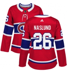 Women's Adidas Montreal Canadiens #26 Mats Naslund Authentic Red Home NHL Jersey