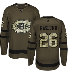Youth Adidas Montreal Canadiens #26 Mats Naslund Authentic Green Salute to Service NHL Jersey