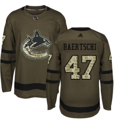 Men's Adidas Vancouver Canucks #47 Sven Baertschi Premier Green Salute to Service NHL Jersey