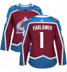 Women's Adidas Colorado Avalanche #1 Semyon Varlamov Premier Burgundy Red Home NHL Jersey
