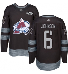 Men's Adidas Colorado Avalanche #6 Erik Johnson Premier Black 1917-2017 100th Anniversary NHL Jersey