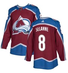 Men's Adidas Colorado Avalanche #8 Teemu Selanne Premier Burgundy Red Home NHL Jersey