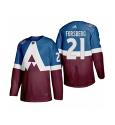 Women's Colorado Avalanche #21 Peter Forsberg Authentic Burgund Blue 2020 Stadium Series Hockey Jersey