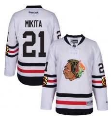 Men's Reebok Chicago Blackhawks #21 Stan Mikita Premier White 2017 Winter Classic NHL Jersey
