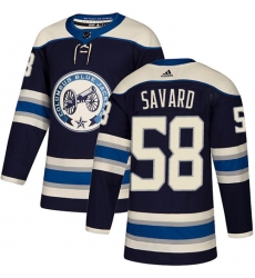 Men's Adidas Columbus Blue Jackets #58 David Savard Authentic Navy Blue Alternate NHL Jersey