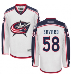 Men's Reebok Columbus Blue Jackets #58 David Savard Authentic White Away NHL Jersey