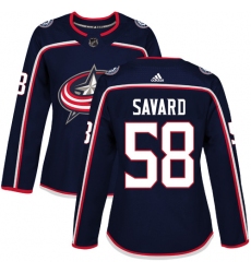 Women's Adidas Columbus Blue Jackets #58 David Savard Premier Navy Blue Home NHL Jersey