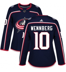 Women's Adidas Columbus Blue Jackets #10 Alexander Wennberg Premier Navy Blue Home NHL Jersey
