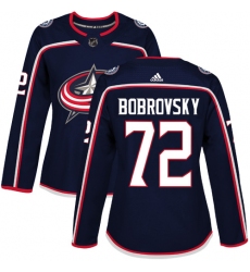 Women's Adidas Columbus Blue Jackets #72 Sergei Bobrovsky Premier Navy Blue Home NHL Jersey