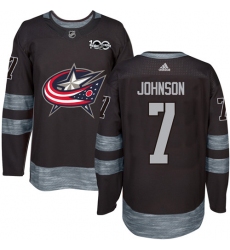 Men's Adidas Columbus Blue Jackets #7 Jack Johnson Authentic Black 1917-2017 100th Anniversary NHL Jersey