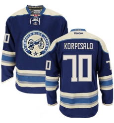 Women's Reebok Columbus Blue Jackets #70 Joonas Korpisalo Authentic Navy Blue Third NHL Jersey