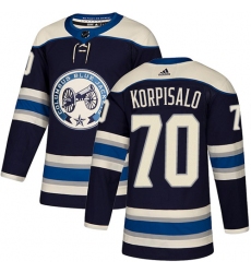 Youth Adidas Columbus Blue Jackets #70 Joonas Korpisalo Authentic Navy Blue Alternate NHL Jersey