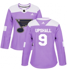 Women's Adidas St. Louis Blues #9 Scottie Upshall Authentic Purple Fights Cancer Practice NHL Jersey