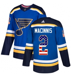 Men's Adidas St. Louis Blues #2 Al Macinnis Authentic Blue USA Flag Fashion NHL Jersey