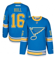 Youth Reebok St. Louis Blues #16 Brett Hull Premier Blue 2017 Winter Classic NHL Jersey