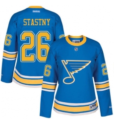 Women's Reebok St. Louis Blues #26 Paul Stastny Premier Blue 2017 Winter Classic NHL Jersey