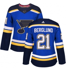Women's Adidas St. Louis Blues #21 Patrik Berglund Premier Royal Blue Home NHL Jersey