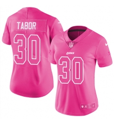 Women's Nike Detroit Lions #30 Teez Tabor Limited Pink Rush Fashion NFL Jersey