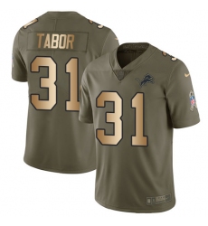 Youth Nike Detroit Lions #31 Teez Tabor Limited Olive Gold Salute to Service NFL Jersey