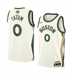 Men's Boston Celtics #0 Jayson Tatum Cream 2024 Finals City Edition Stitched Basketball Jersey