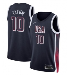 Men's USA Basketball #10 Jayson Tatum Navy 2024 Swingman Stitched Jersey