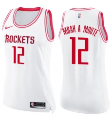 Women's Nike Houston Rockets #12 Luc Mbah a Moute Swingman White/Pink Fashion NBA Jersey