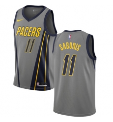 Men's Nike Indiana Pacers #11 Domantas Sabonis Swingman Gray NBA Jersey - City Edition