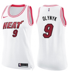 Women's Nike Miami Heat #9 Kelly Olynyk Swingman White/Pink Fashion NBA Jersey