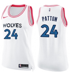 Women's Nike Minnesota Timberwolves #24 Justin Patton Swingman White/Pink Fashion NBA Jersey