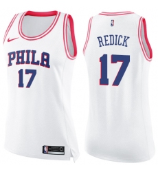 Women's Nike Philadelphia 76ers #17 JJ Redick Swingman White/Pink Fashion NBA Jersey