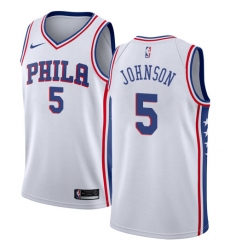 Men's Nike Philadelphia 76ers #5 Amir Johnson Authentic White Home NBA Jersey - Association Edition